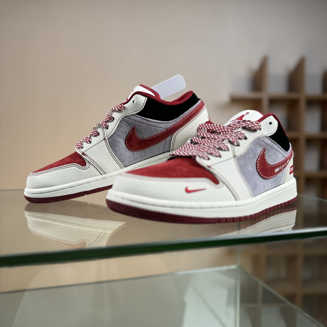 Air Jordan 1 Low AJ1 乔1联名 灰红猪八 高端定制 低帮复古篮球鞋 LD8888-007 Air Jordan 1 Low AJ1 乔1联名 灰红猪八 高端定制 低帮复古篮球鞋 LD8888-007