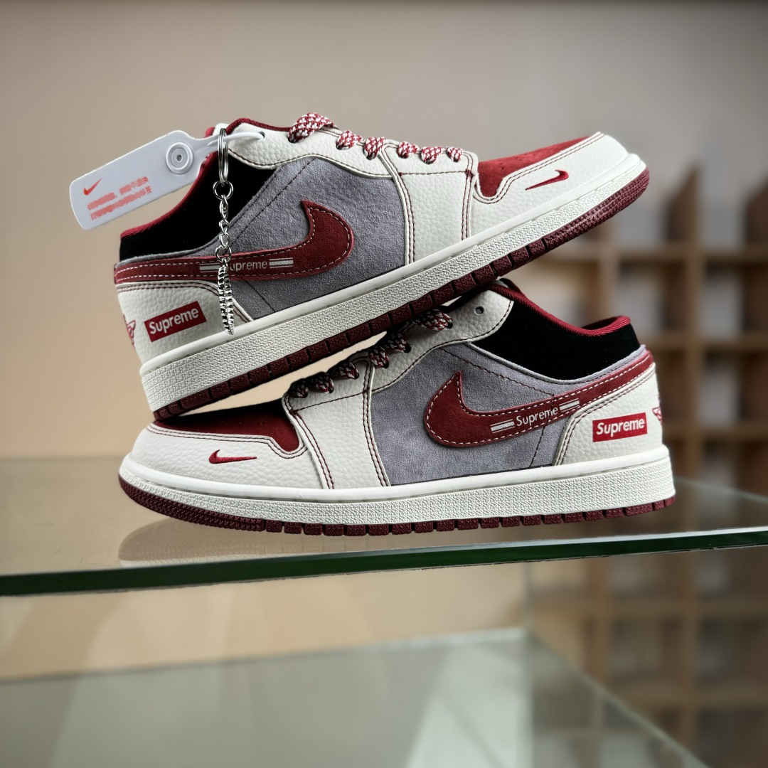 Air Jordan 1 Low AJ1 乔1联名 灰红猪八 高端定制 低帮复古篮球鞋 LD8888-007 Air Jordan 1 Low AJ1 乔1联名 灰红猪八 高端定制 低帮复古篮球鞋 LD8888-007