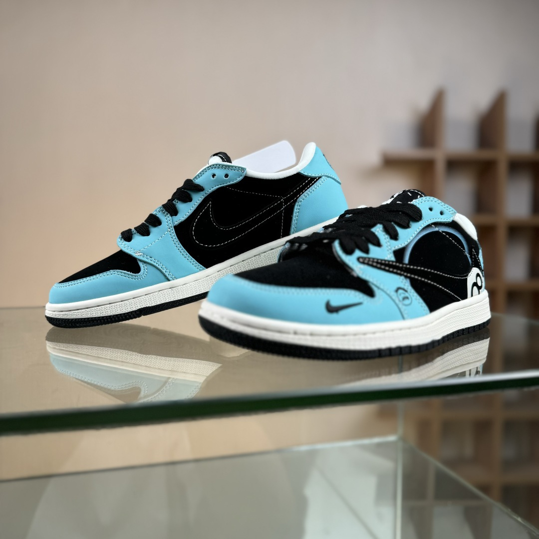 Travis Scott x Fragment Design x Air Jordan 1 Low SP AJ1 乔1UN联名 猪八蓝黑多勾 低帮文化休闲板鞋 DD7866-103 Travis Scott x Fragment Design x Air Jordan 1 Low SP AJ1 乔1UN联名 猪八蓝黑多勾 低帮文化休闲板鞋 DD7866-103