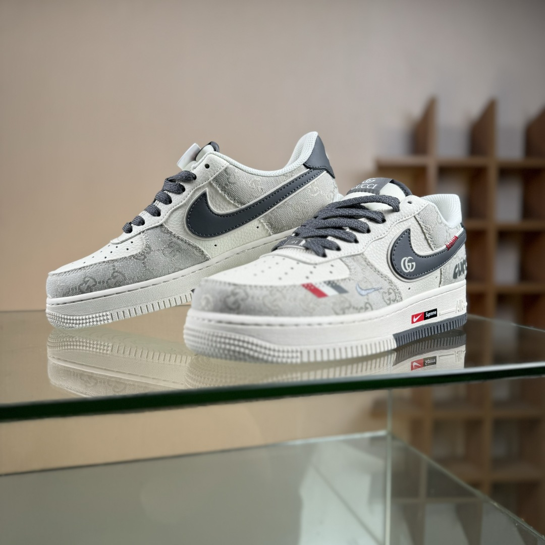 Nike Air Force 1'07 Low 迪奥联名 花纹米灰红 空军一号低帮休闲板鞋 MZ9588-808