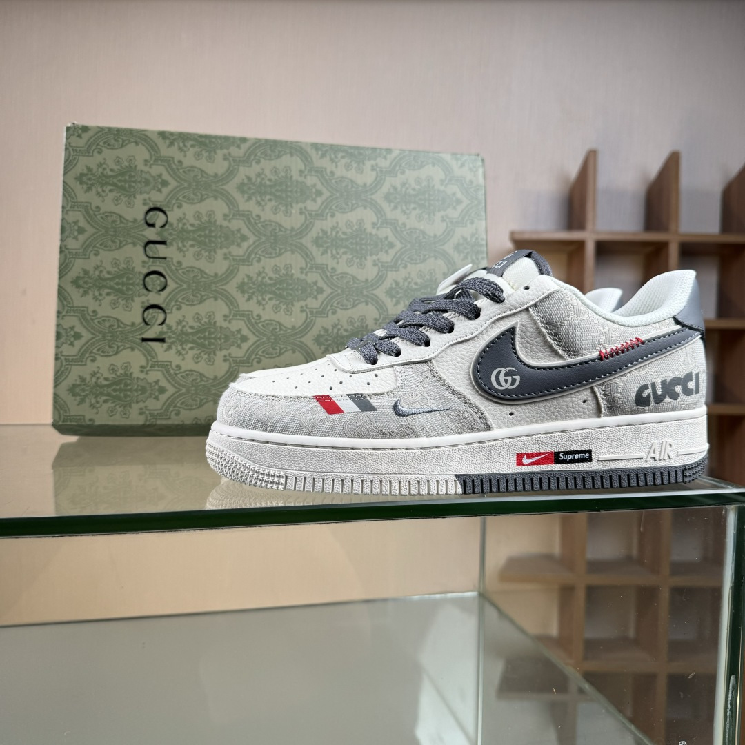 Nike Air Force 1'07 Low 迪奥联名 花纹米灰红 空军一号低帮休闲板鞋 MZ9588-808