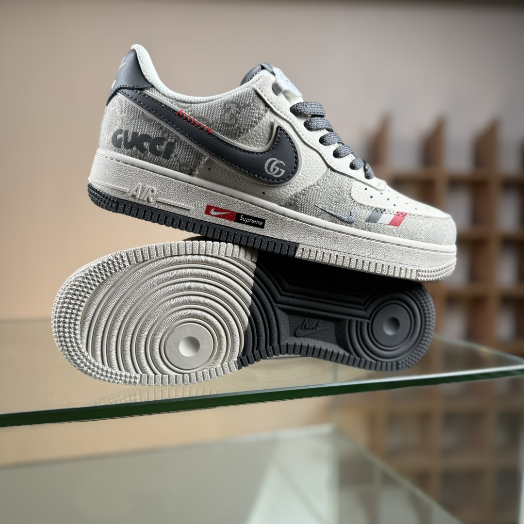 Nike Air Force 1'07 Low 迪奥联名 花纹米灰红 空军一号低帮休闲板鞋 MZ9588-808