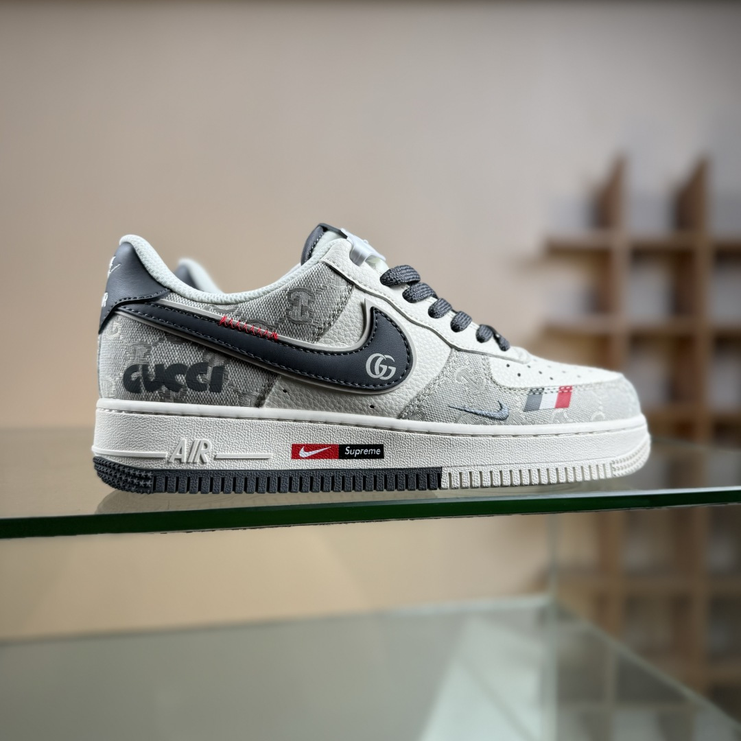Nike Air Force 1’07 Low 迪奥联名 花纹米灰红 空军一号低帮休闲板鞋 MZ9588-808