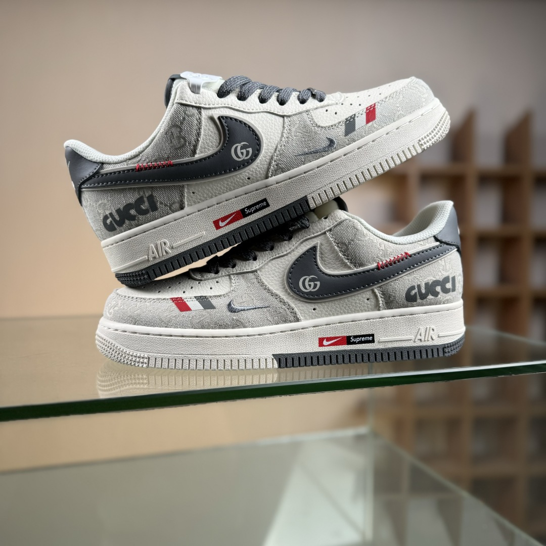 Nike Air Force 1'07 Low 迪奥联名 花纹米灰红 空军一号低帮休闲板鞋 MZ9588-808