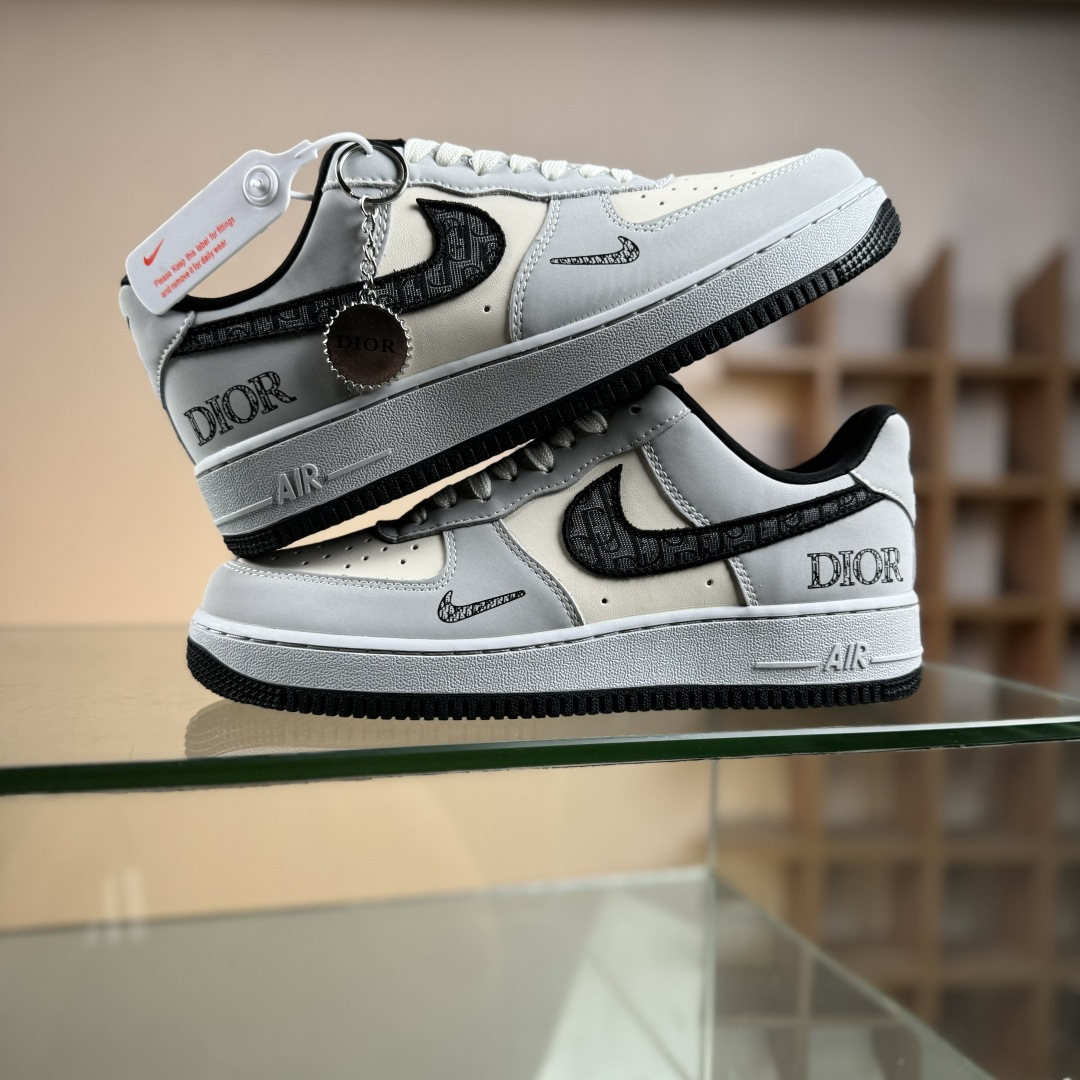 Nike Air Force 1 '07 Low “迪奥联名——花纹米灰黑”空军一号 高端定制 低帮 运动鞋 BK0188-081