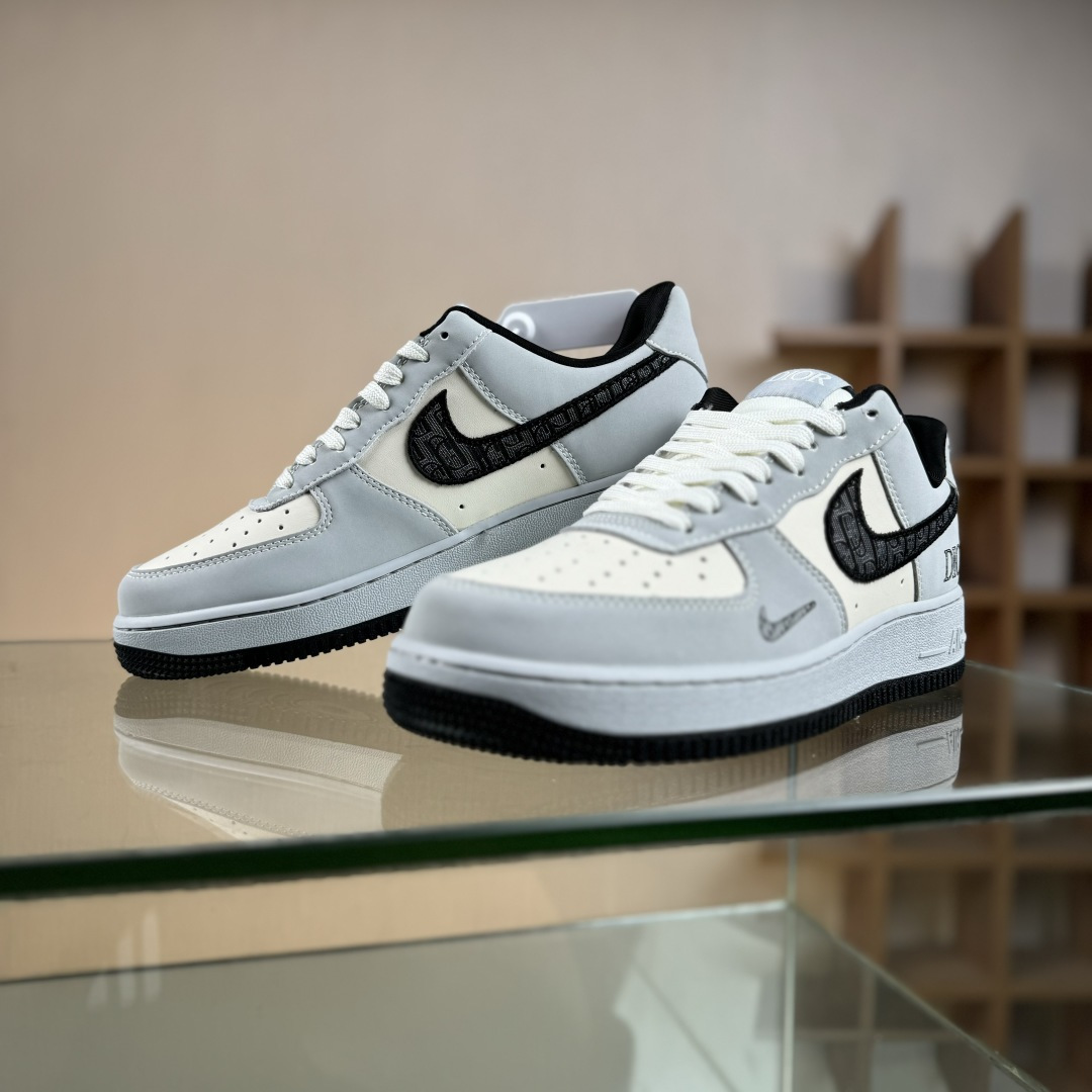 Nike Air Force 1 '07 Low “迪奥联名——花纹米灰黑”空军一号 高端定制 低帮 运动鞋 BK0188-081