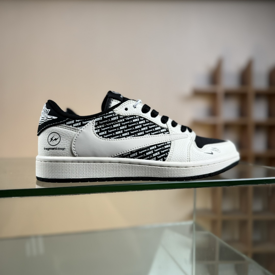 Travis Scott x Fragment Design x Air Jordan 1 Low SP AJ1 乔1闪电联名 米白黑 低帮文化休闲板鞋 XD0798-311