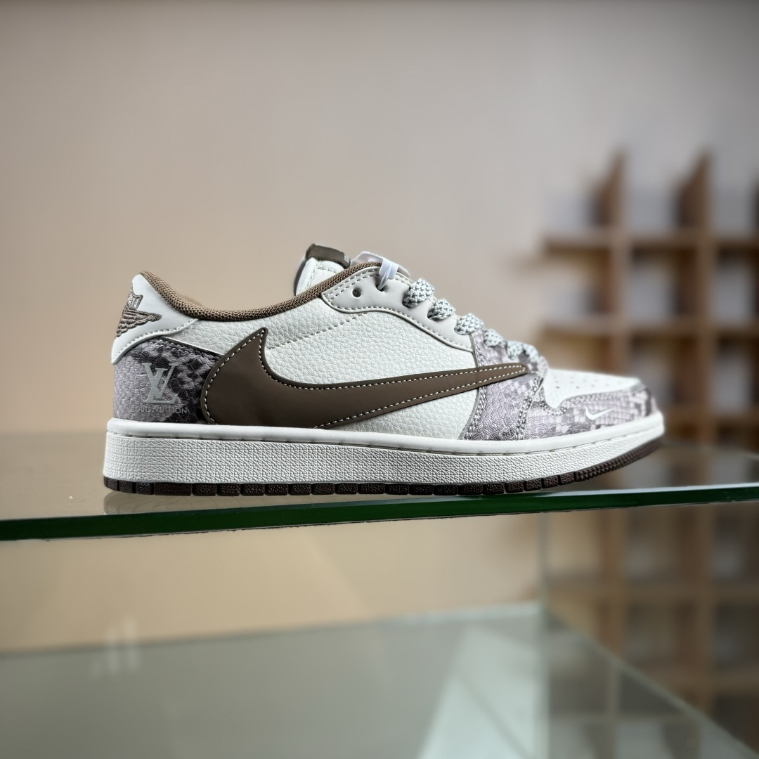 Travis Scott x Fragment Design x Air Jordan 1 Low SP AJ1 乔1LV联名 棕蟒纹 低帮文化休闲板鞋 XS7089-618
