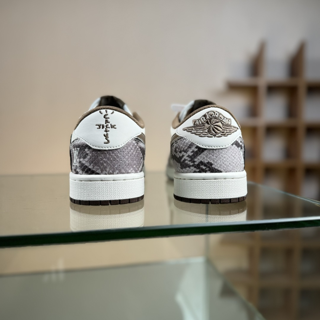 Travis Scott x Fragment Design x Air Jordan 1 Low SP AJ1 乔1LV联名 棕蟒纹 低帮文化休闲板鞋 XS7089-618