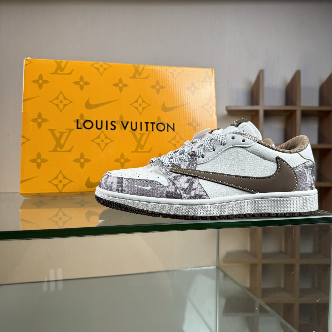 Travis Scott x Fragment Design x Air Jordan 1 Low SP AJ1 乔1LV联名 棕蟒纹 低帮文化休闲板鞋 XS7089-618
