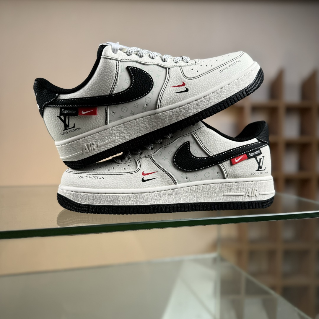 Nike Air Force 1'07 Low LV联名 印花米黑红 空军一号低帮休闲板鞋 MZ9588-812