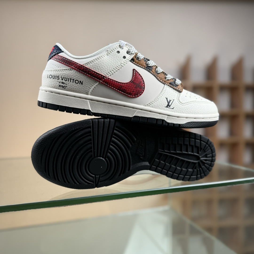 Nike SB Dunk Low LV联名 暗红勾 周年高端定制 低帮休闲板鞋 XS6089-627
