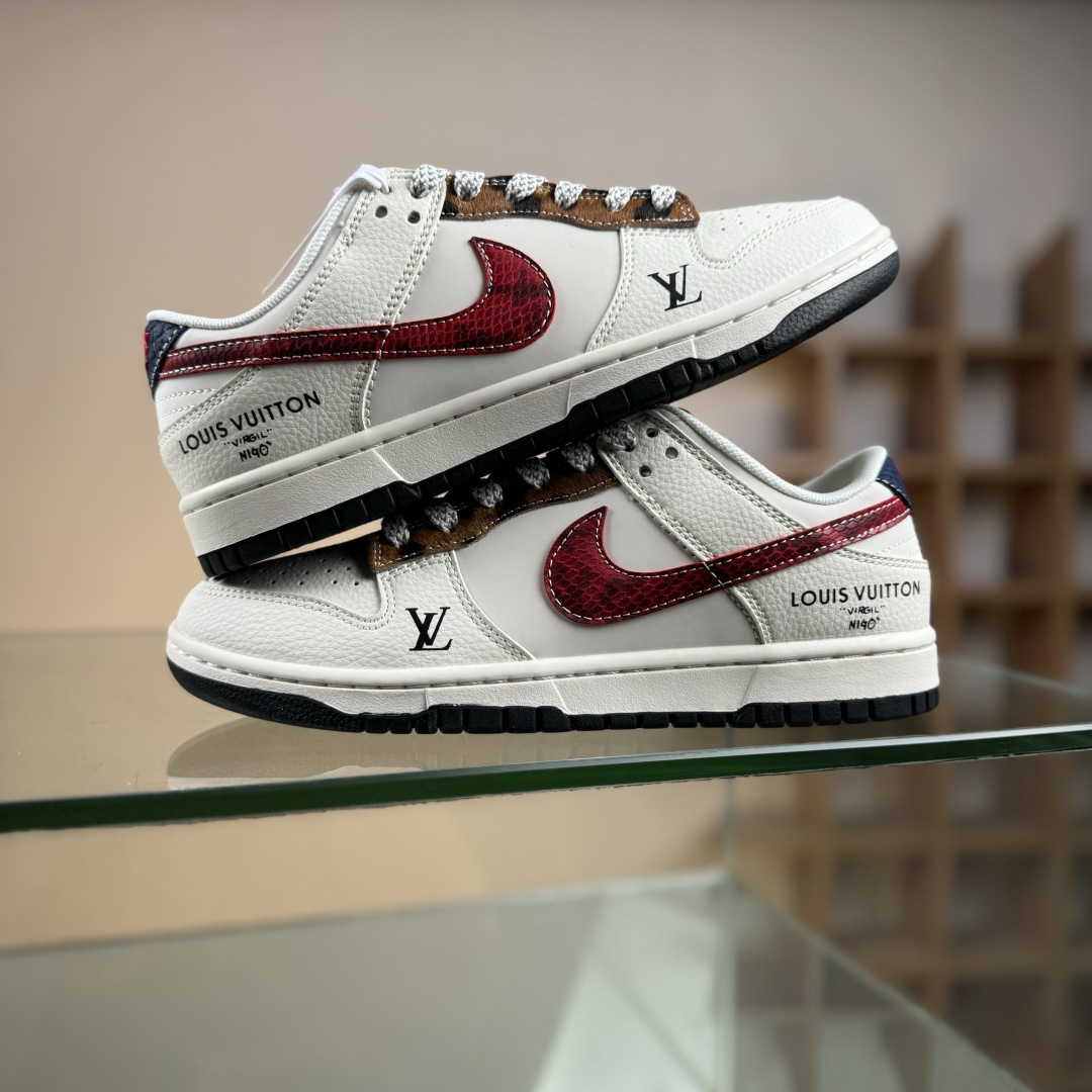 Nike SB Dunk Low LV联名 暗红勾 周年高端定制 低帮休闲板鞋 XS6089-627