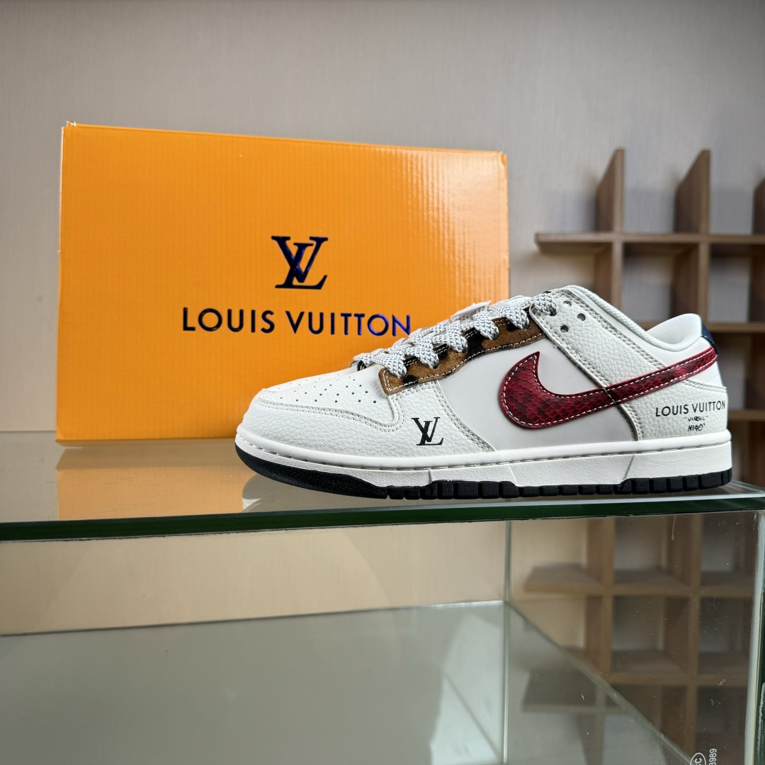 Nike SB Dunk Low LV联名 暗红勾 周年高端定制 低帮休闲板鞋 XS6089-627