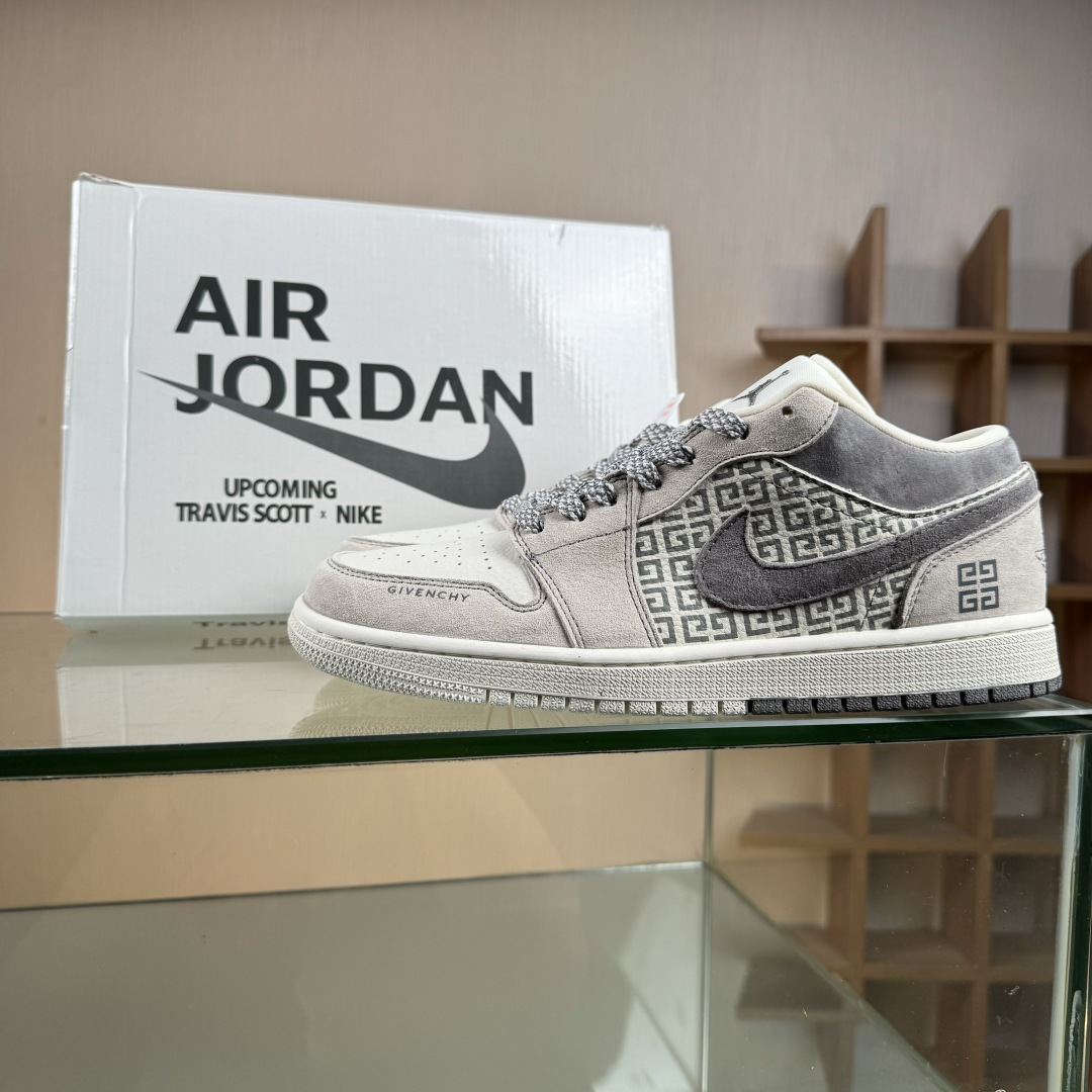 Air Jordan 1 Low AJ1 乔1 纪梵希联名 米灰猪八 低帮复古篮球鞋 LD8888-008
