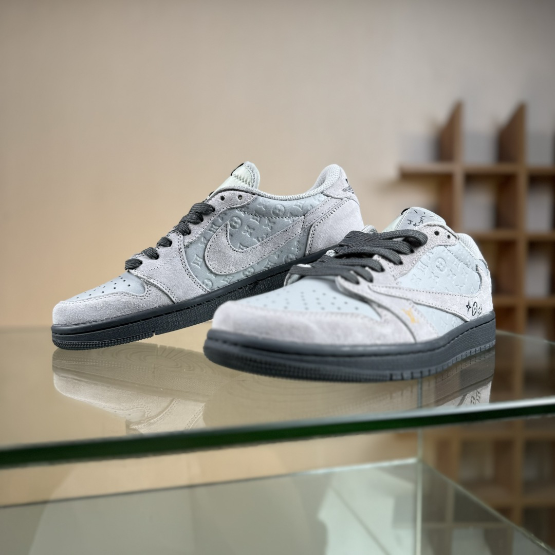 280 Travis Scott x Fragment Design x Air Jordan 1 Low SP AJ1 乔1LV联名 翻毛灰勾 低帮文化休闲板鞋 DZ5899-040