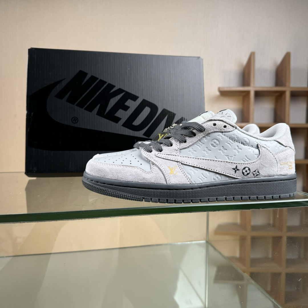280 Travis Scott x Fragment Design x Air Jordan 1 Low SP AJ1 乔1LV联名 翻毛灰勾 低帮文化休闲板鞋 DZ5899-040