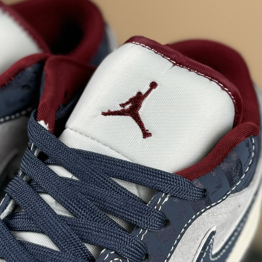 280 Nike Jordan Air Jordan 1“Supreme联名——暗灰蓝” 高端定制 低帮 复古 减震 防滑 耐磨 篮球鞋 QG1988-015