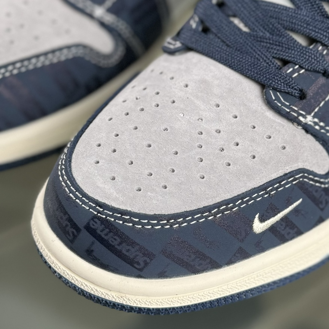 280 Nike Jordan Air Jordan 1“Supreme联名——暗灰蓝” 高端定制 低帮 复古 减震 防滑 耐磨 篮球鞋 QG1988-015