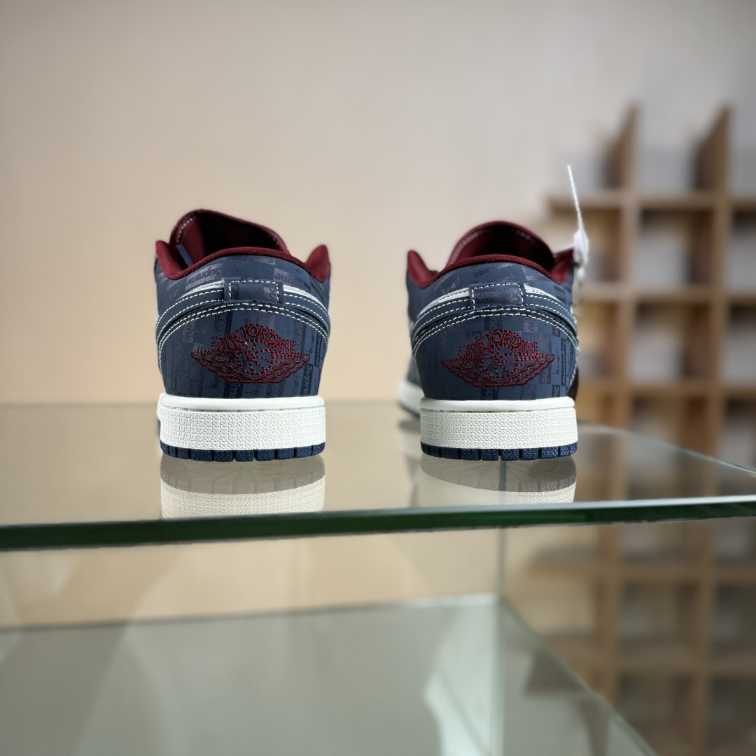 280 Nike Jordan Air Jordan 1“Supreme联名——暗灰蓝” 高端定制 低帮 复古 减震 防滑 耐磨 篮球鞋 QG1988-015