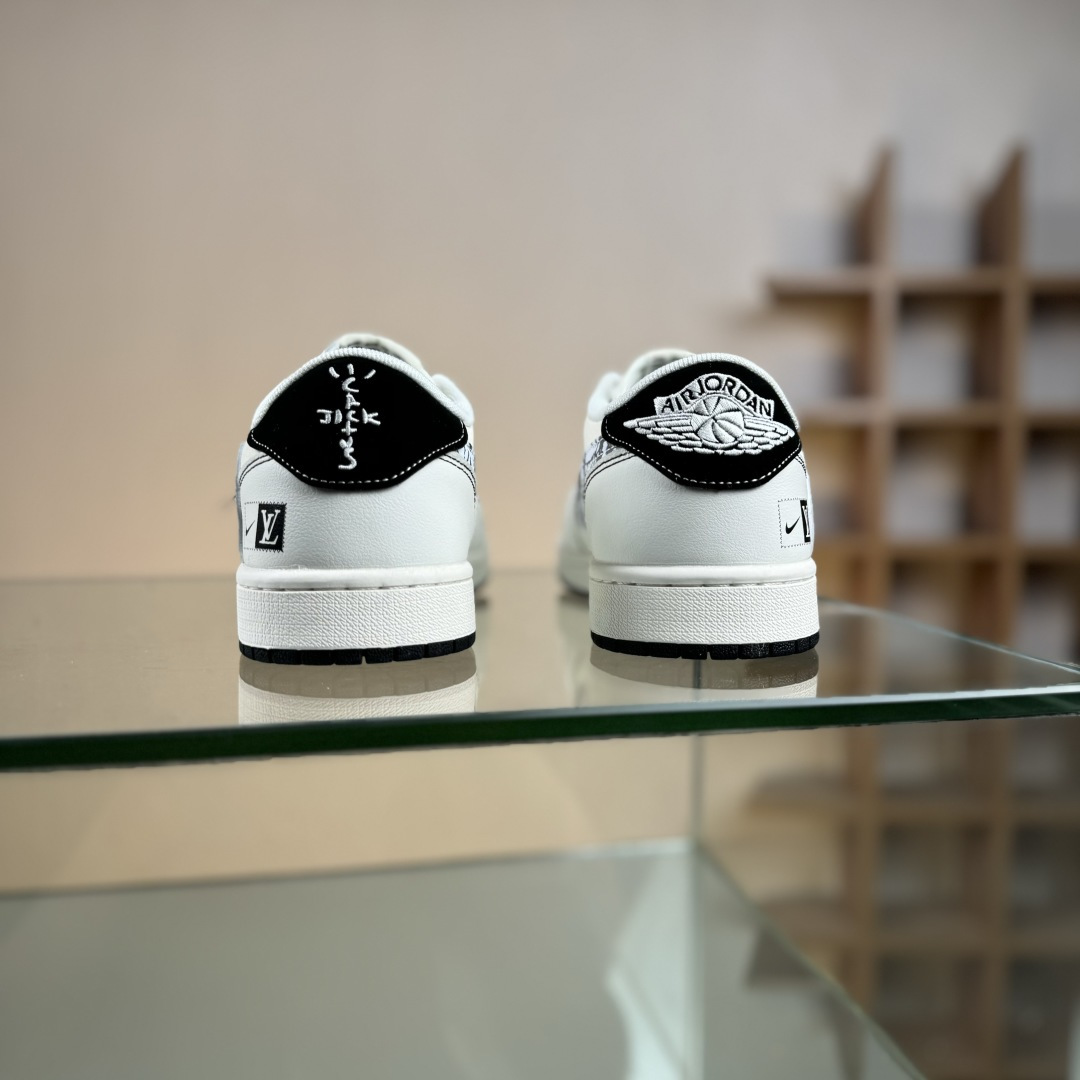 Travis Scott x Fragment Design x Air Jordan 1 Low SP AJ1 乔1LV联名 黑线涂鸦勾 低帮文化休闲板鞋 XS7089-616
