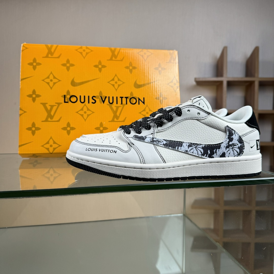 Travis Scott x Fragment Design x Air Jordan 1 Low SP AJ1 乔1LV联名 黑线涂鸦勾 低帮文化休闲板鞋 XS7089-616