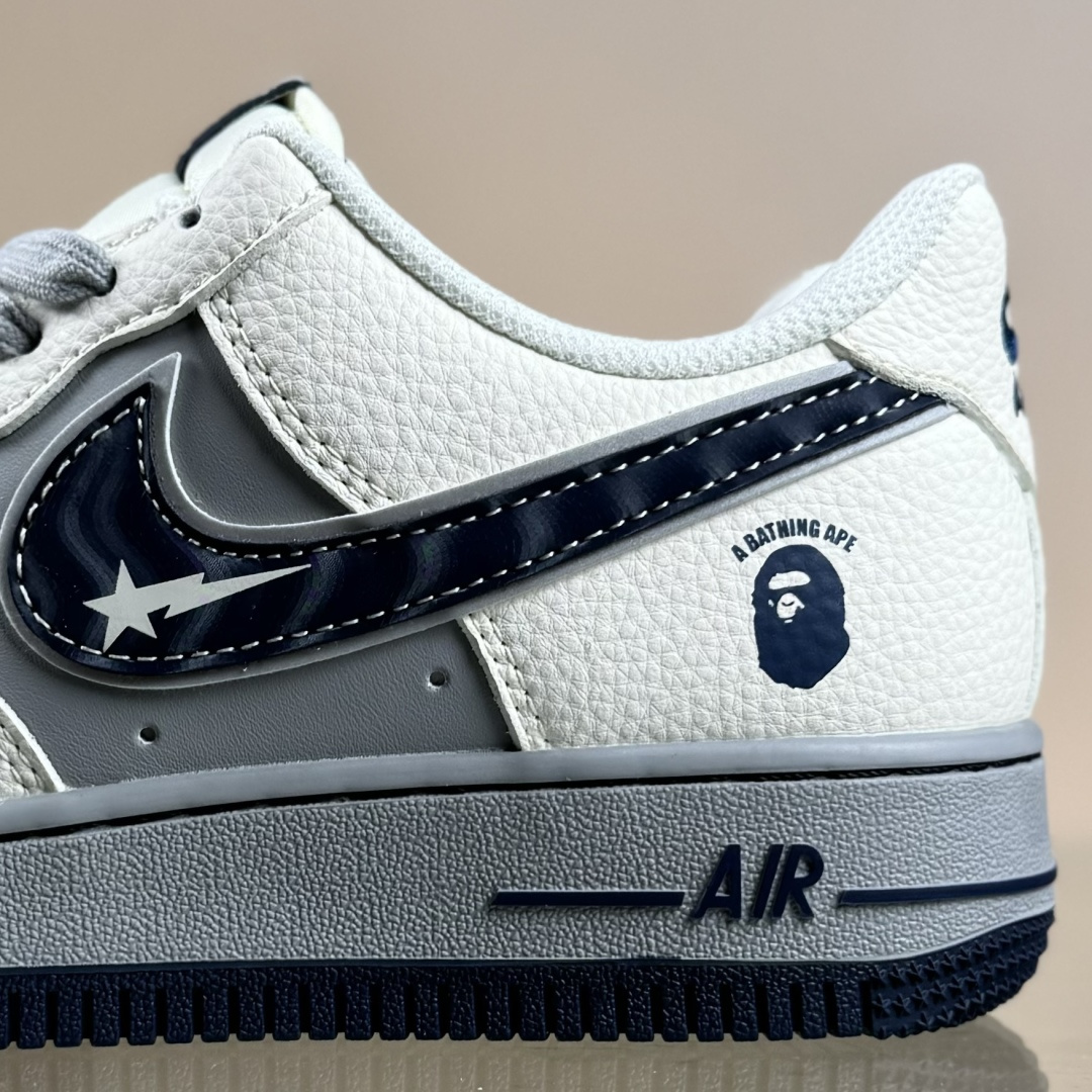 260 Nike Air Force 1'07 Low 猿人头BaPe联名 米灰蓝 空军一号低帮休闲板鞋 SM6668-111