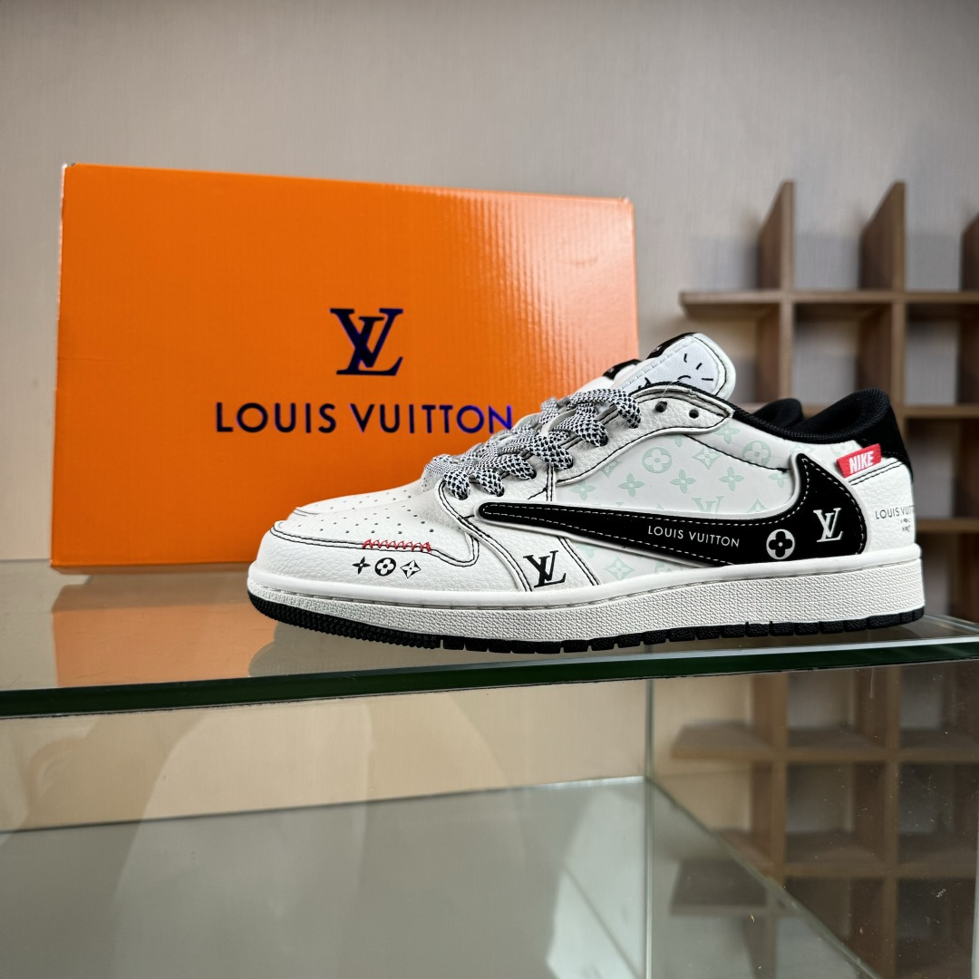 280 Travis Scott x Fragment Design x Air Jordan 1 Low OG SP AJ1 乔1 LV联名 黑勾红标 低帮文化休闲板鞋 CX5050-Y30
