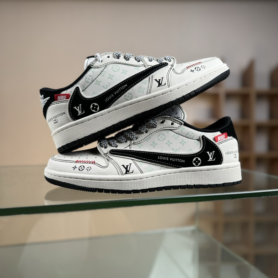 280 Travis Scott x Fragment Design x Air Jordan 1 Low OG SP AJ1 乔1 LV联名 黑勾红标 低帮文化休闲板鞋 CX5050-Y30