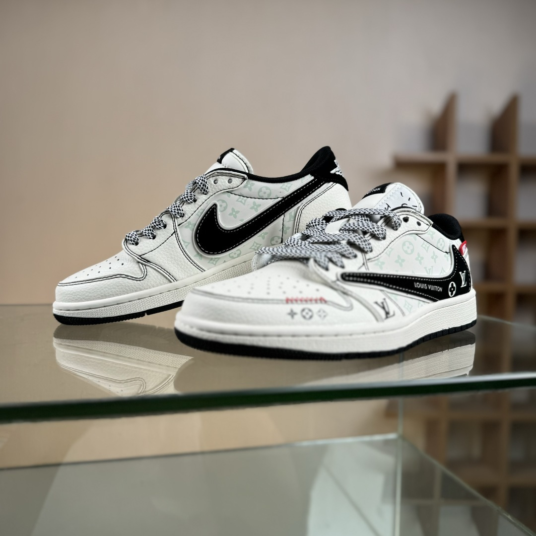 280 Travis Scott x Fragment Design x Air Jordan 1 Low OG SP AJ1 乔1 LV联名 黑勾红标 低帮文化休闲板鞋 CX5050-Y30