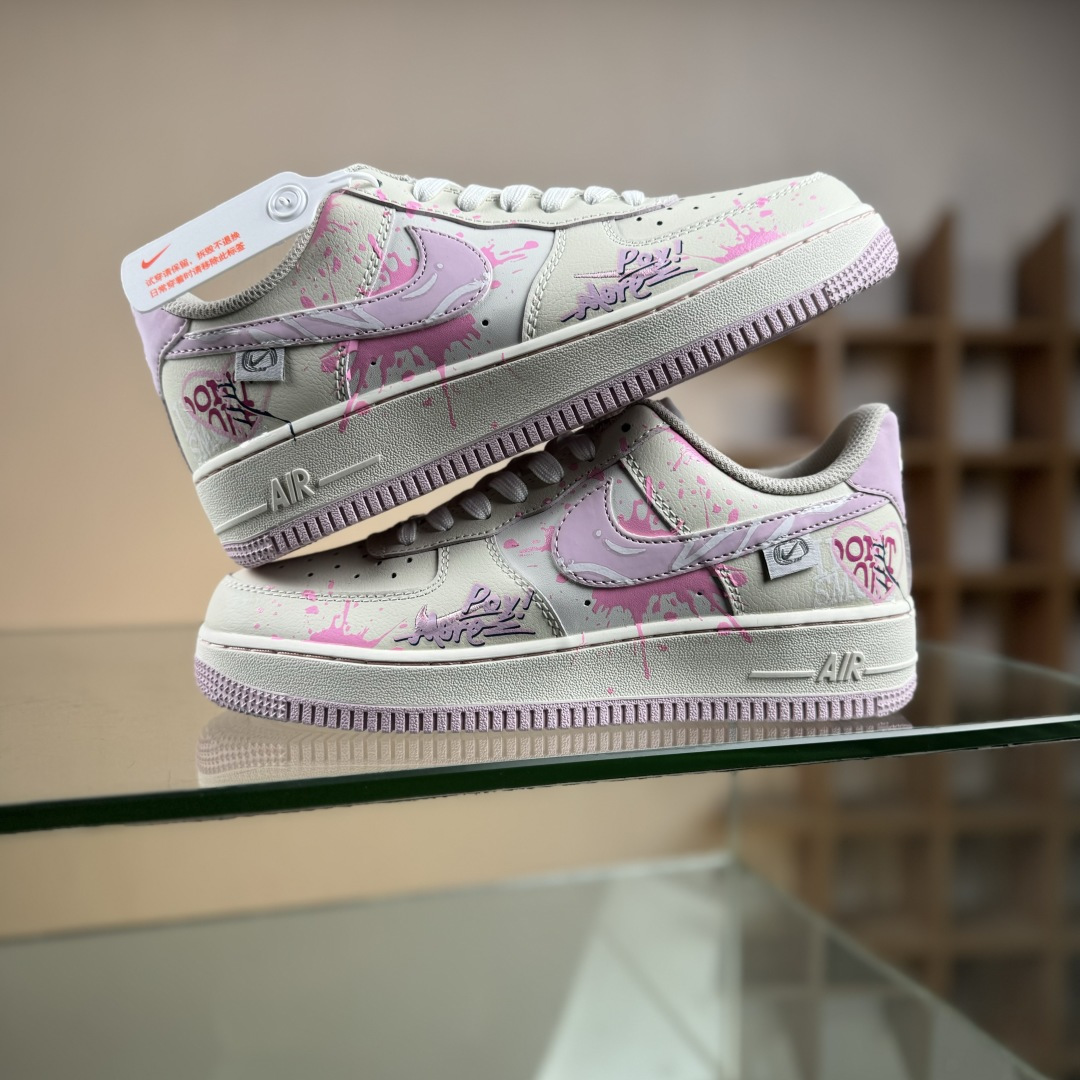 Nike Air Force 1'07 Low ”Purple Pink Sweet Painting” 手绘涂鸦 紫粉甜绘 空军一号 低帮休闲板鞋 FB1839-122