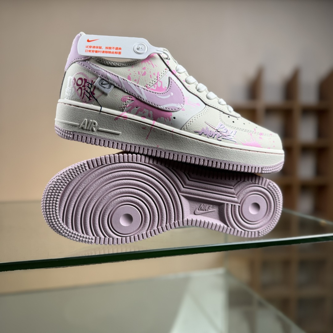 Nike Air Force 1'07 Low ”Purple Pink Sweet Painting” 手绘涂鸦 紫粉甜绘 空军一号 低帮休闲板鞋 FB1839-122