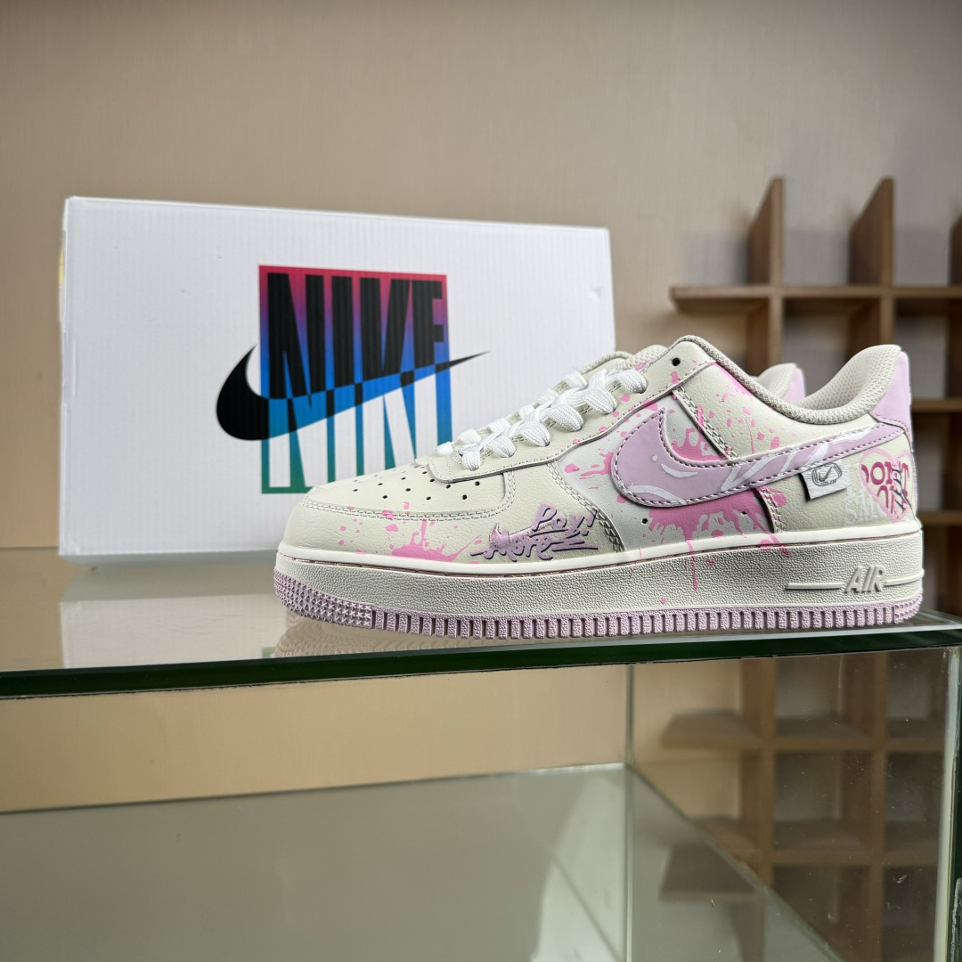 Nike Air Force 1'07 Low ”Purple Pink Sweet Painting” 手绘涂鸦 紫粉甜绘 空军一号 低帮休闲板鞋 FB1839-122