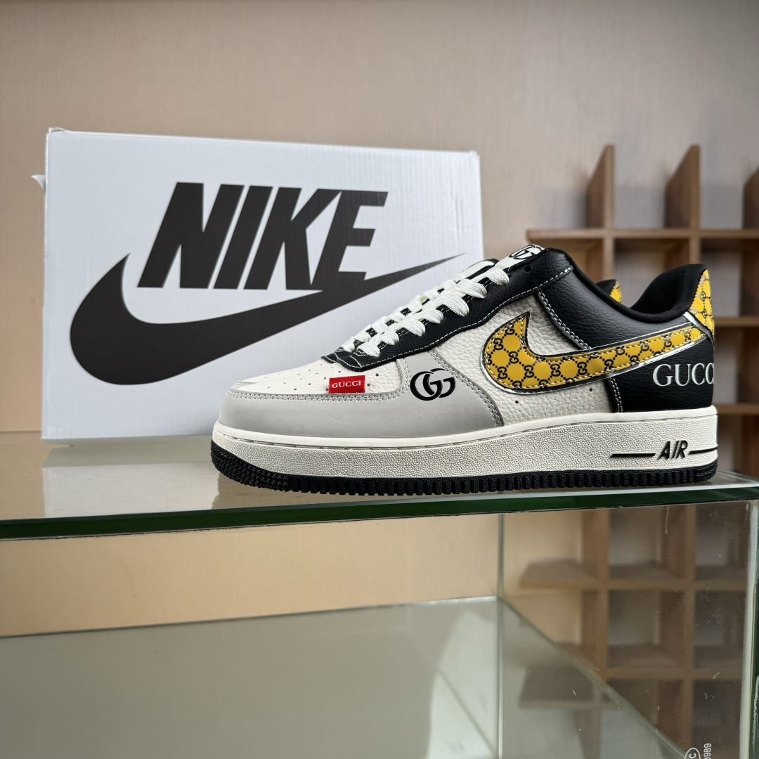 NIke Air Force 1 '07 Low “古驰联名——米黑金拼接”空军一号 低帮 运动鞋 DF0188-104-莆田鞋,莆田鞋货源,高仿鞋,高仿鞋货源,安福档口,莆田高仿鞋,莆田鞋批发,高仿鞋批发,莆田高仿运动鞋,高仿运动鞋,莆田运动鞋 NIke Air Force 1 '07 Low “古驰联名——米黑金拼接”空军一号 低帮 运动鞋 DF0188-104