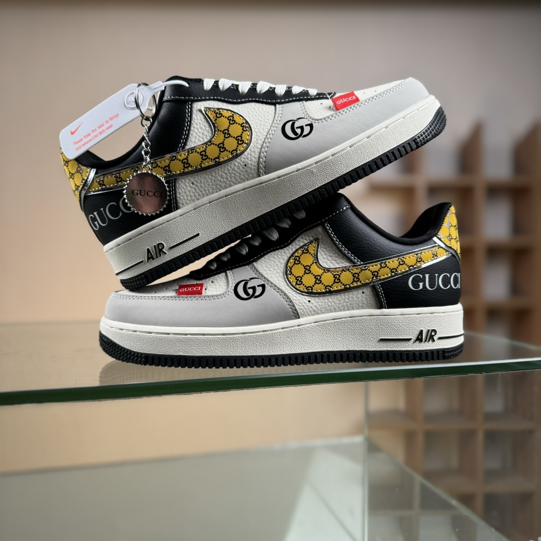 NIke Air Force 1 '07 Low “古驰联名——米黑金拼接”空军一号 低帮 运动鞋 DF0188-104-莆田鞋,莆田鞋货源,高仿鞋,高仿鞋货源,安福档口,莆田高仿鞋,莆田鞋批发,高仿鞋批发,莆田高仿运动鞋,高仿运动鞋,莆田运动鞋 NIke Air Force 1 '07 Low “古驰联名——米黑金拼接”空军一号 低帮 运动鞋 DF0188-104