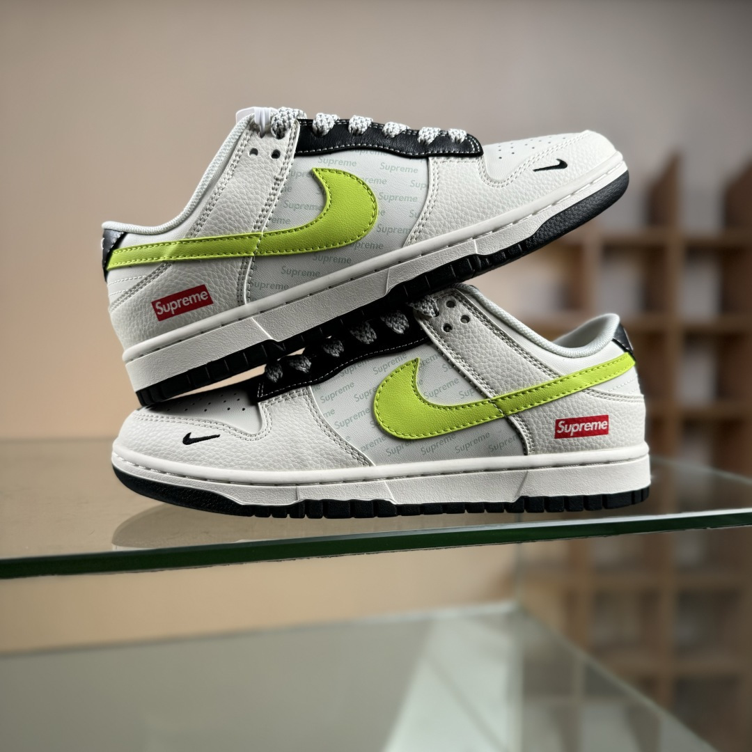 Nike SB Dunk Low Supreme联名 荧光绿勾 周年高端定制 低帮休闲板鞋 XS6089-625