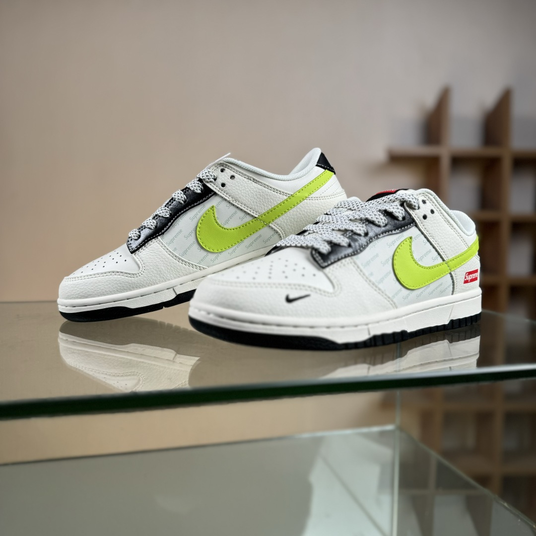 Nike SB Dunk Low Supreme联名 荧光绿勾 周年高端定制 低帮休闲板鞋 XS6089-625