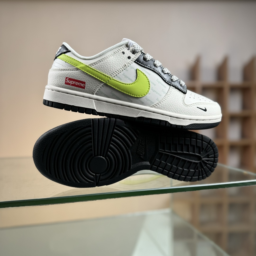 Nike SB Dunk Low Supreme联名 荧光绿勾 周年高端定制 低帮休闲板鞋 XS6089-625