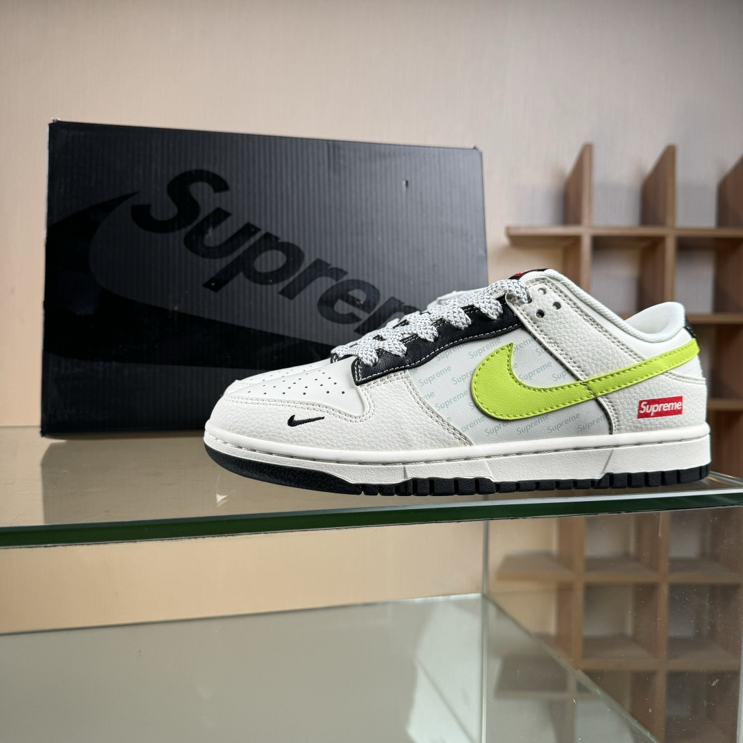 Nike SB Dunk Low Supreme联名 荧光绿勾 周年高端定制 低帮休闲板鞋 XS6089-625