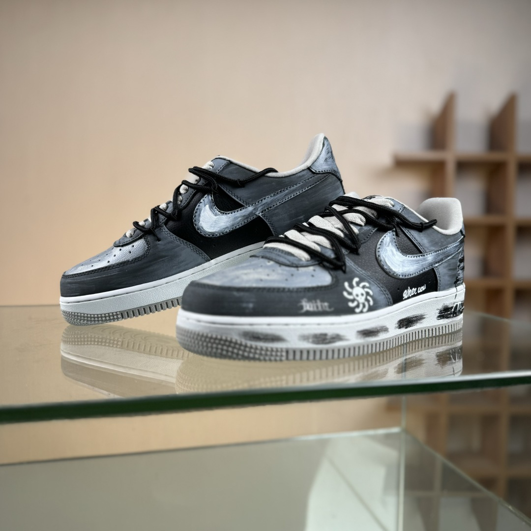 Nike Air Force 1'07 Low ”Ink Stained Skeleton” 手绘涂鸦 墨痕骷髅 空军一号低帮休闲板鞋 CW6871-777