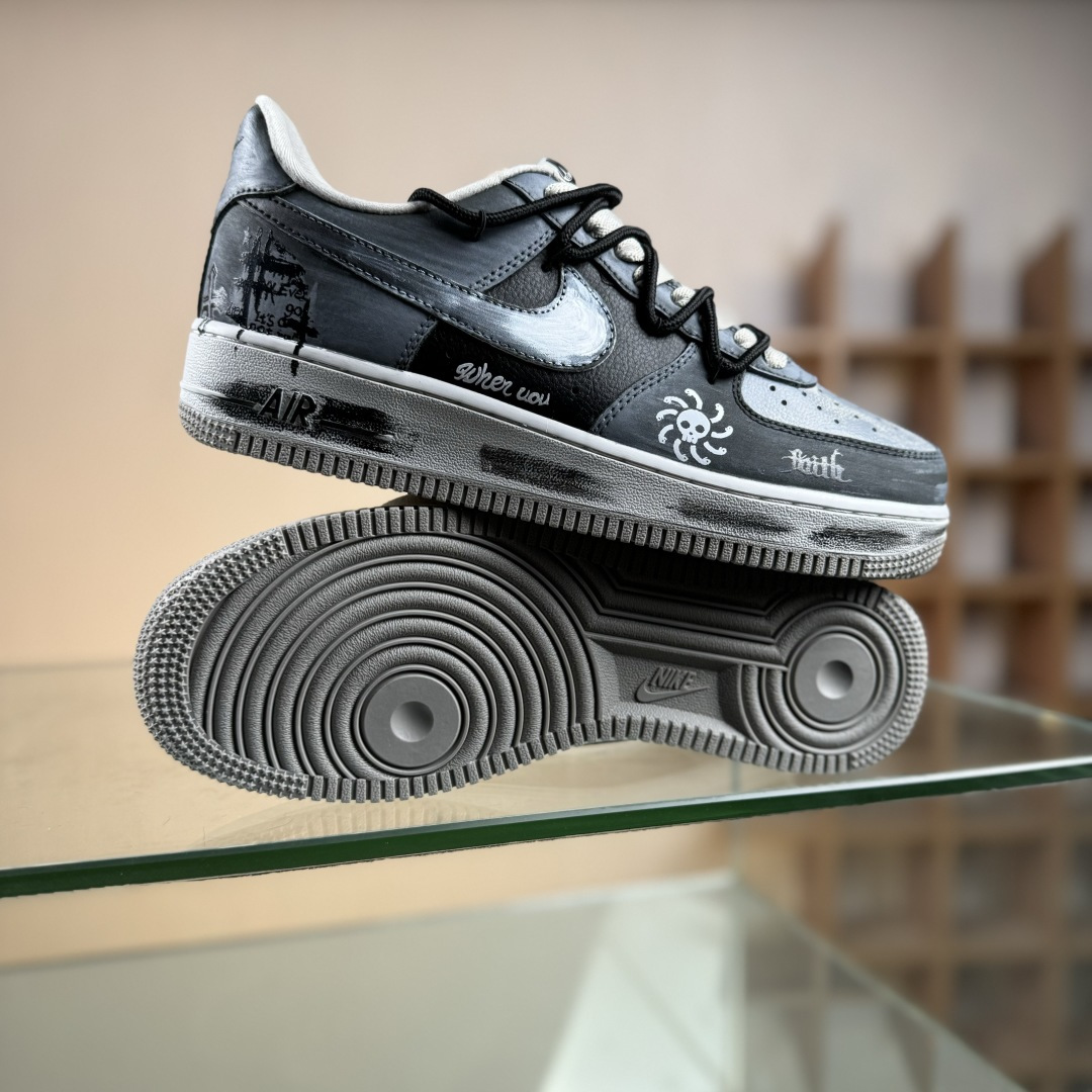 Nike Air Force 1'07 Low ”Ink Stained Skeleton” 手绘涂鸦 墨痕骷髅 空军一号低帮休闲板鞋 CW6871-777
