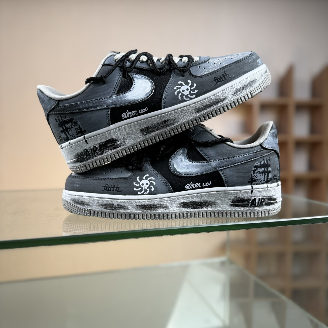 Nike Air Force 1'07 Low ”Ink Stained Skeleton” 手绘涂鸦 墨痕骷髅 空军一号低帮休闲板鞋 CW6871-777