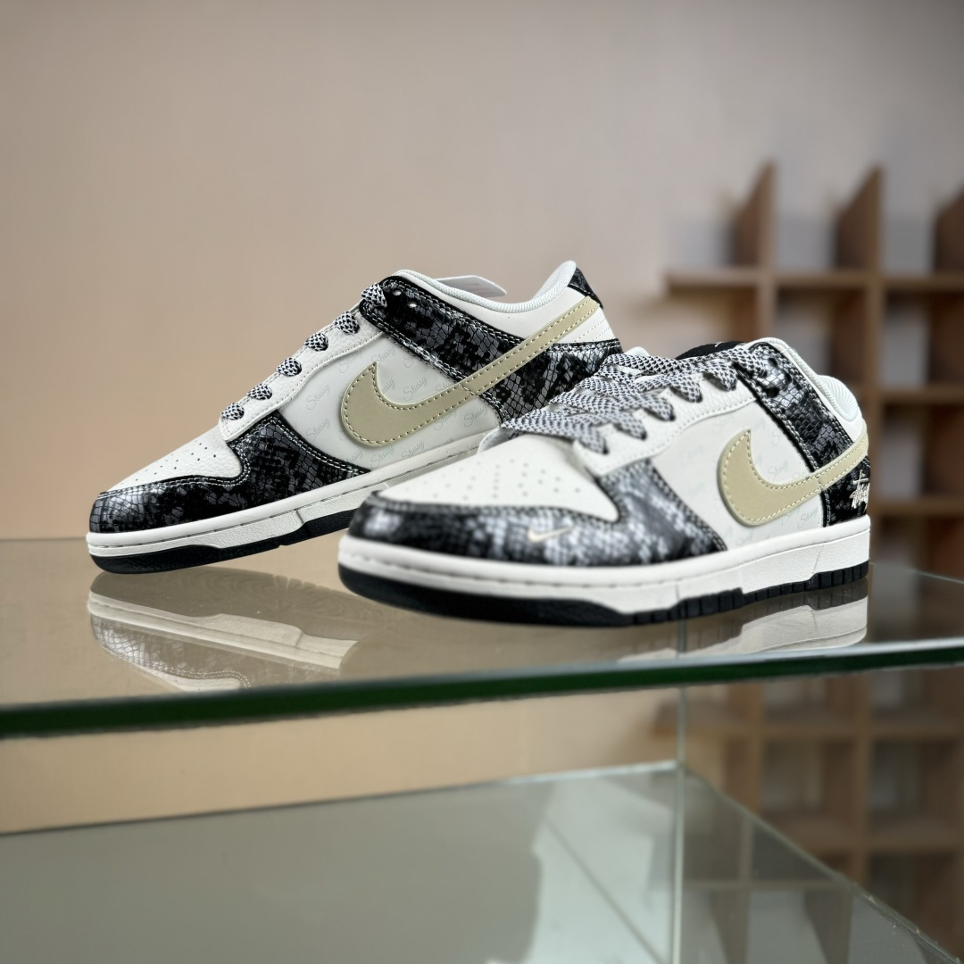 Nike SB Dunk Low 斯图西联名 黑鳞 周年高端定制 低帮休闲板鞋 XS6089-636