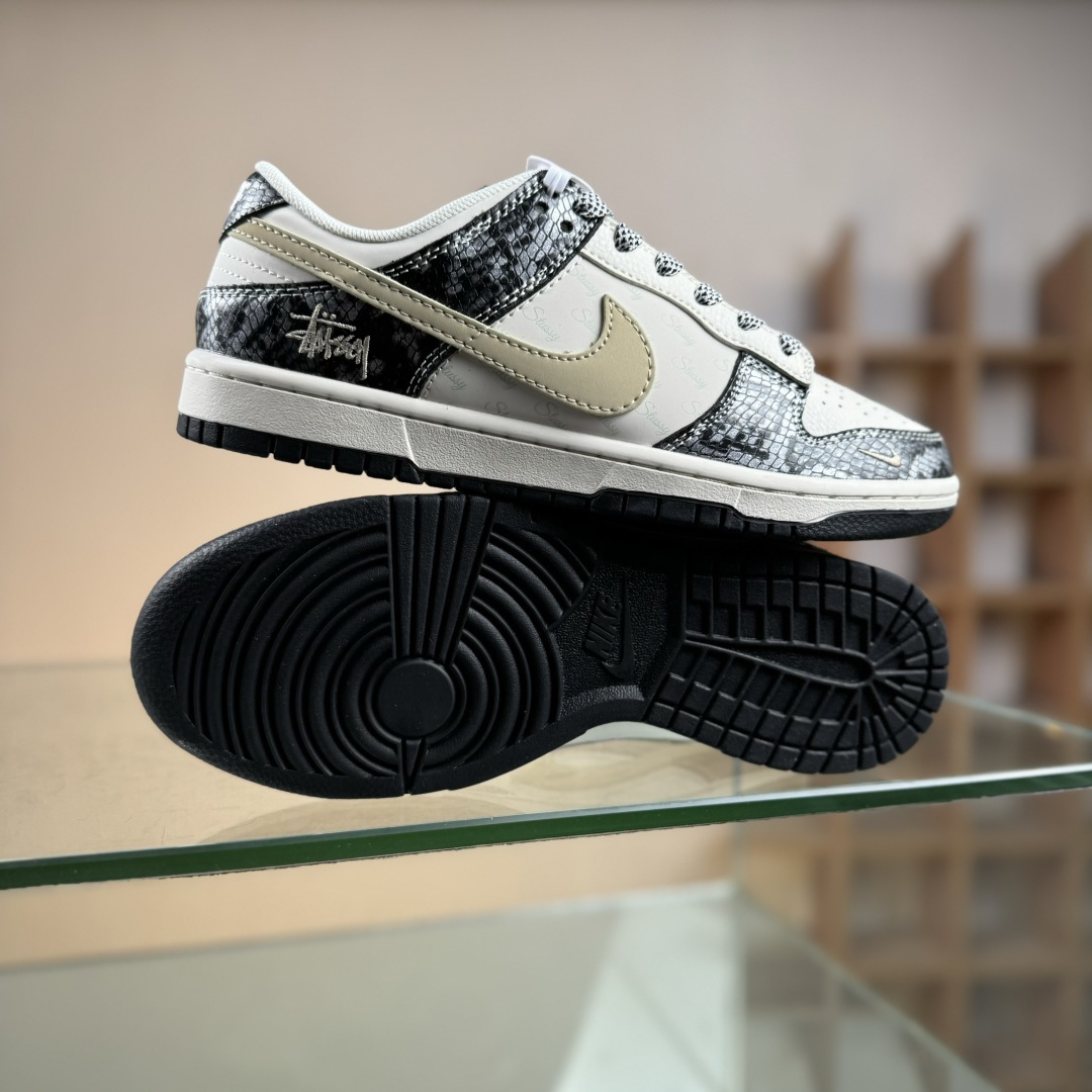 Nike SB Dunk Low 斯图西联名 黑鳞 周年高端定制 低帮休闲板鞋 XS6089-636