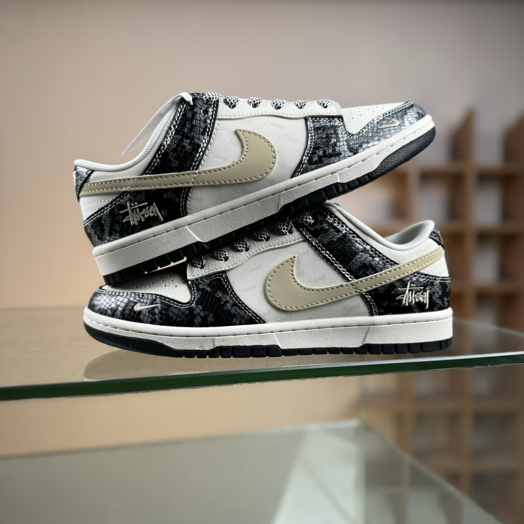 Nike SB Dunk Low 斯图西联名 黑鳞 周年高端定制 低帮休闲板鞋 XS6089-636