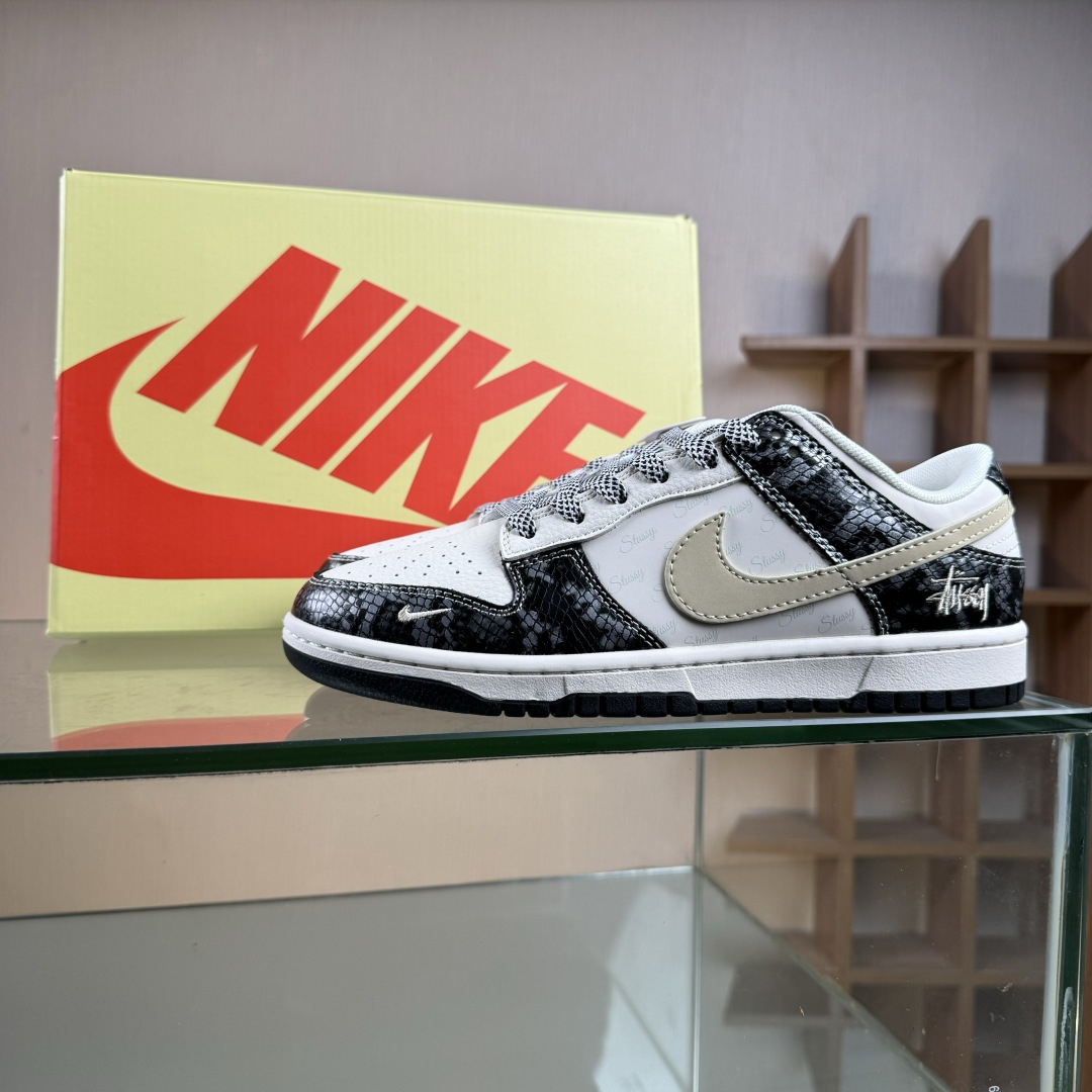 Nike SB Dunk Low 斯图西联名 黑鳞 周年高端定制 低帮休闲板鞋 XS6089-636