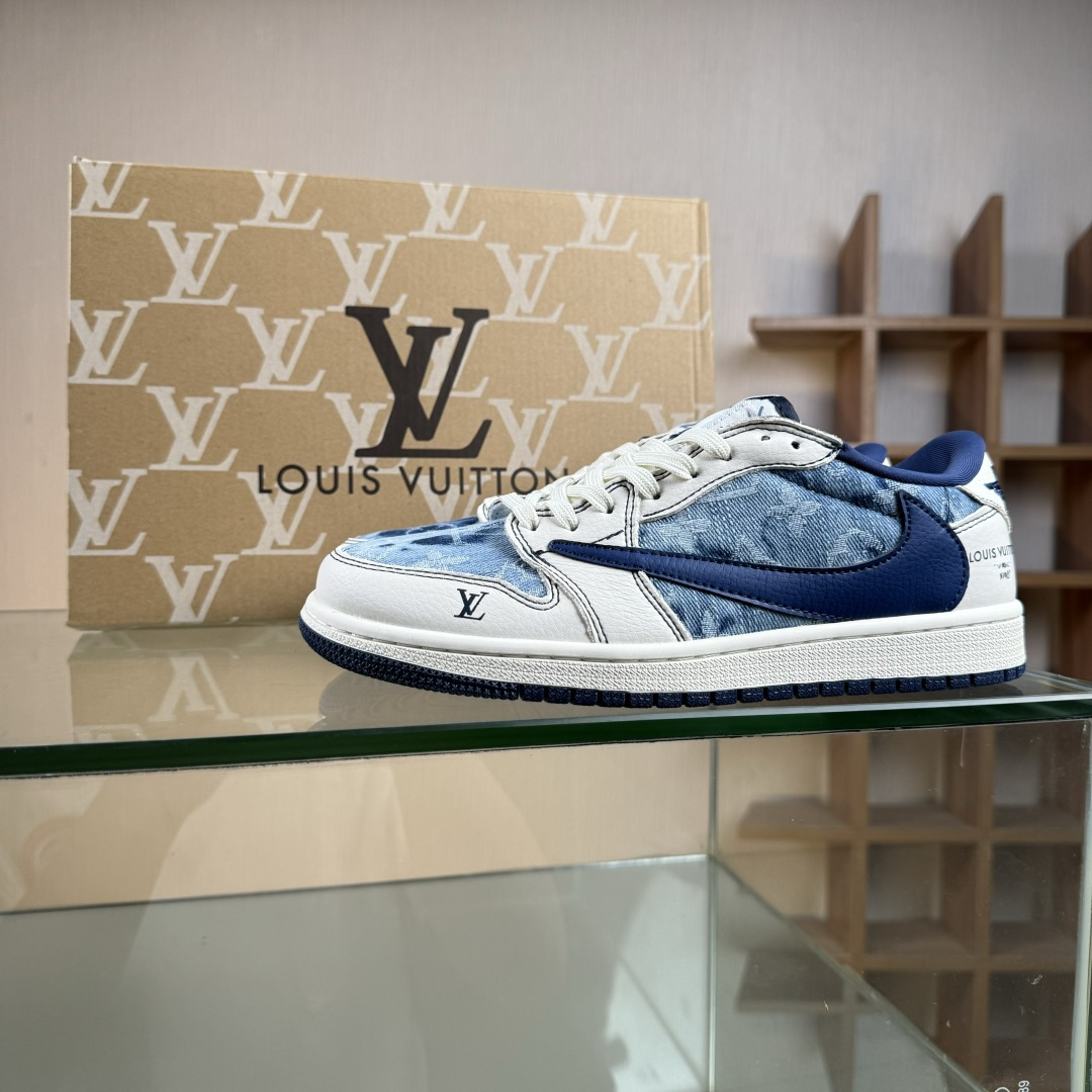 Travis Scott x Jordan 1 Low LV联名-白蓝牛仔 倒勾低帮休闲版本 Ld2028-046