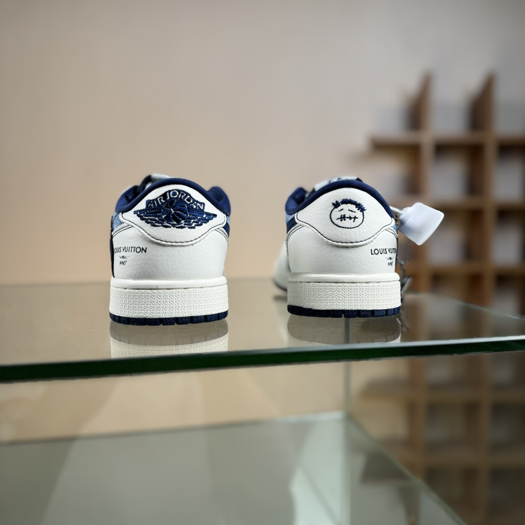 Travis Scott x Jordan 1 Low LV联名-白蓝牛仔 倒勾低帮休闲版本 Ld2028-046