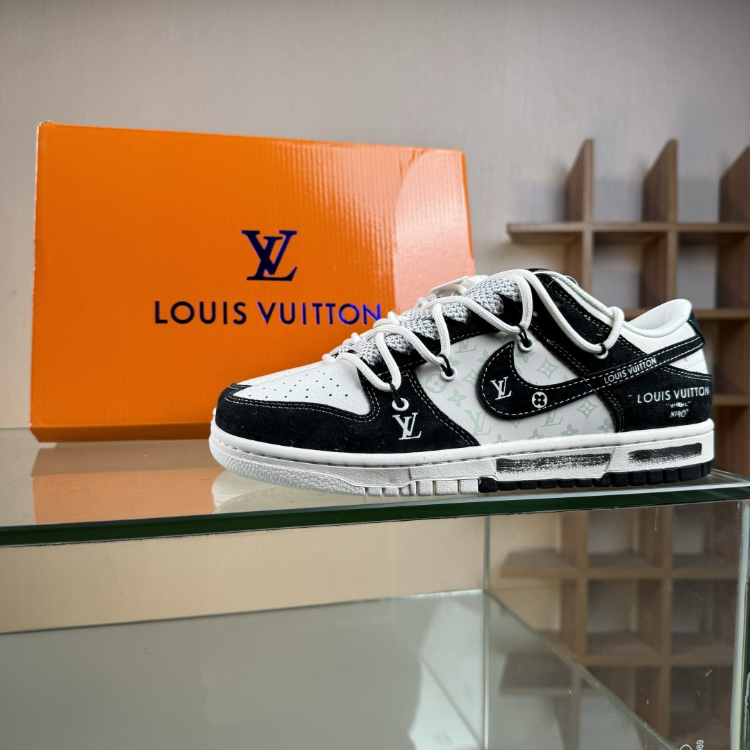 Nike SB Dunk Low“LV联名——黑涂鸦抽绳” 周年高端定制 低帮休闲板鞋 CX5050-Y32