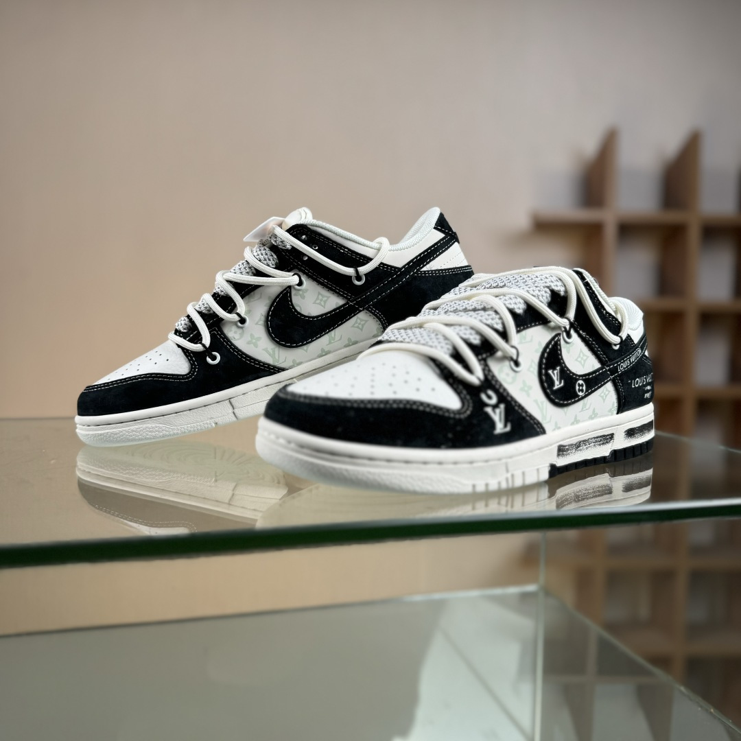 Nike SB Dunk Low“LV联名——黑涂鸦抽绳” 周年高端定制 低帮休闲板鞋 CX5050-Y32